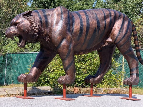 Roaring Tiger Monumental Sculpture Bronze Mounting System School